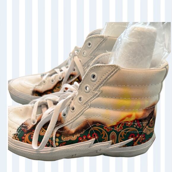 Vans Off The Wall Sk8Hi High Tops Lightning Bolt Sole Multicolor Paisley 9.5W 8M - Picture 7 of 7
